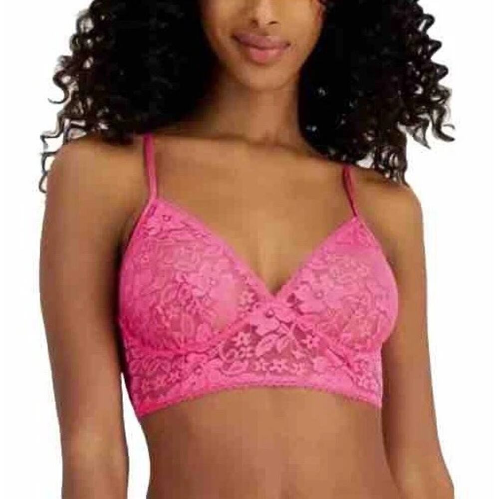 INC International Concepts Pink Gemstone Floral Lace Bralette Size M NWT